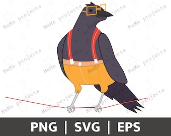 Crow | Crow SVG PNG EPS | Cartoon Crow | Cute Animals | Crow Clipart | Cute Crow | Crow with Glasses Image | Funny Crow