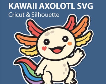 Ajolote arcoíris kawaii SVG: archivo de corte en capas para Cricut y pegatinas