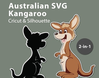 Paquete de archivos SVG de canguro: archivos de corte de animales australianos para Cricut y Silhouette.