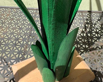 CATTAIL, Hand carved/sculpted wooden, painted and sealed.