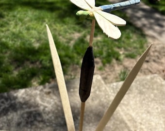 CATTAIL, Hand carved/sculpted wooden, painted and sealed.