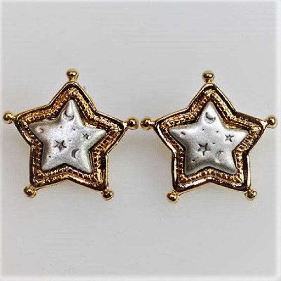 HTF JJ Jonette Celestial Stars With Hologram Post Earrings