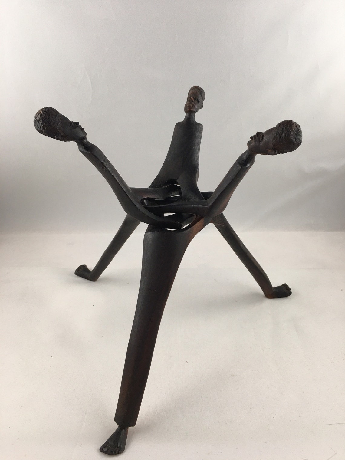 Wooden African Handcarved Bowl Tripod Etsy