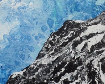 Lava Reef - Fluid Acrylic Painting on Canvas - 9" x 12"