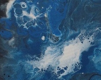 Moody Blues - Fluid Acrylic Painting on Canvas - 10" x 20"
