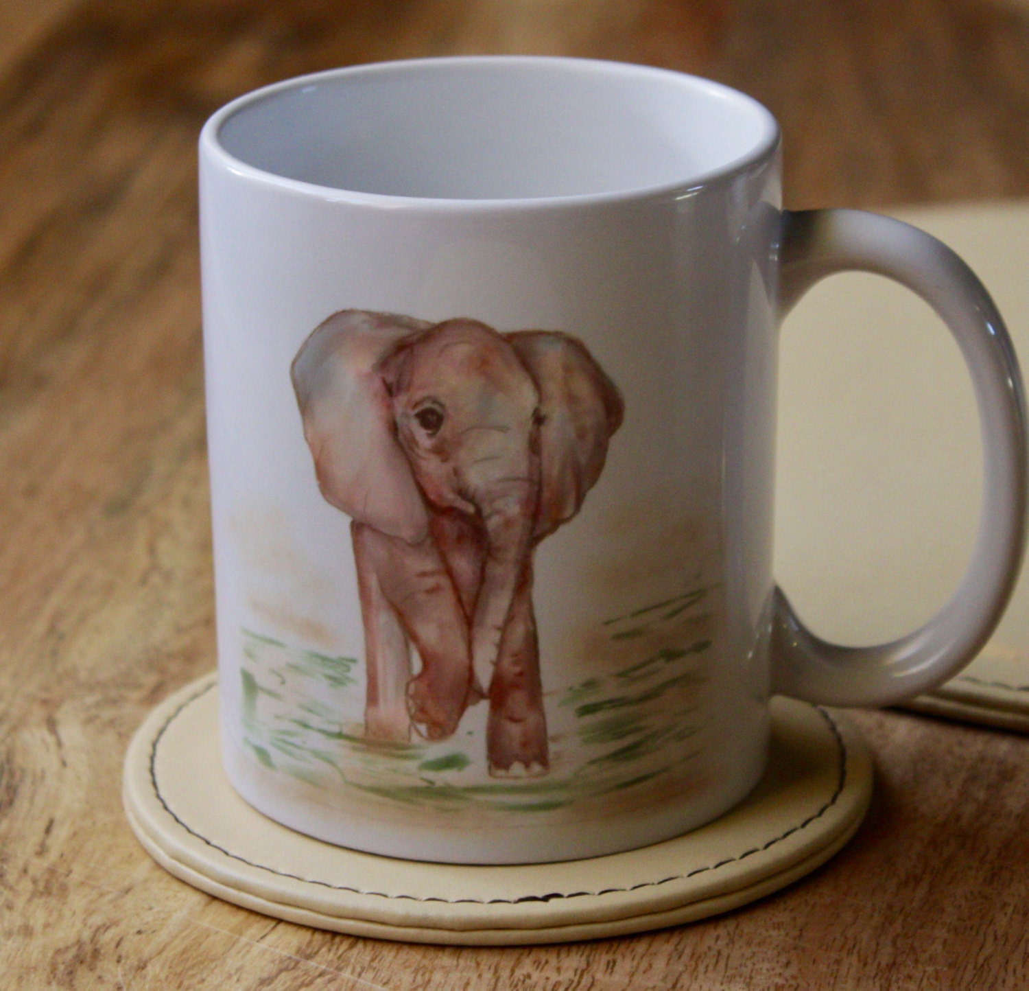 Elephant mug Baby elephant on a white ceramic mug Elephant Etsy