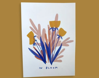 postcard flower illustration in bloom