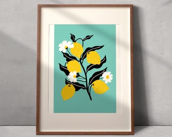 postcard lemon in bloom illustration