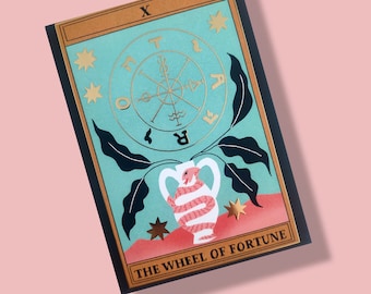 golden tarot postcard wheel of fortune