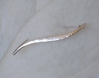 Scarf Pin - hammered wave in Sterling Silver