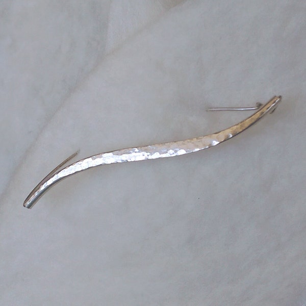 Scarf Pin - hammered wave in Sterling Silver