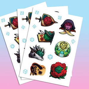 D20 Sticker Sheet (A6) - RPG/D&D/DnD - Perfect for decorating character sheets and bullet journals!