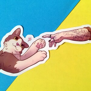 Michelangelo Cat Paw Transparent Sticker - Creation of Adam