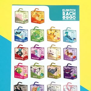 Little Monster Juice Box Sticker Sheet (A6) - Perfect for decorating character sheets and bullet journals!