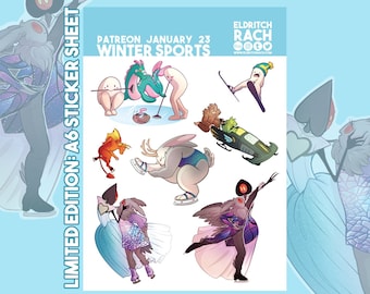 Cryptid Winter Sports Sticker Sheet (A6) - Perfect for decorating notebooks and bullet journals!