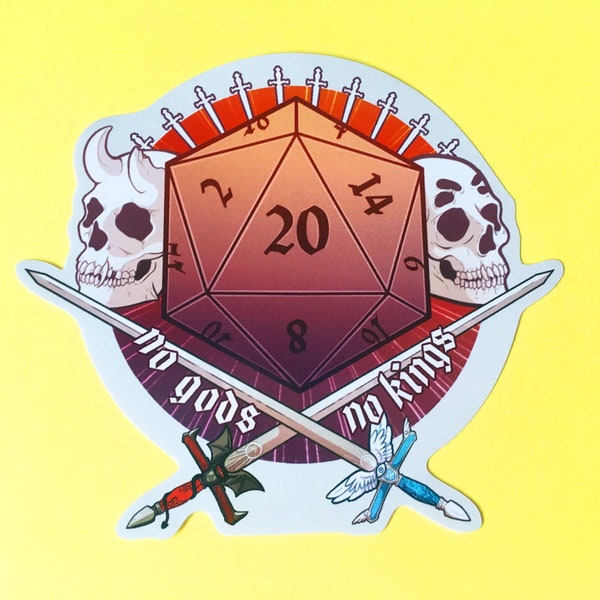 No Gods, No Kings D20 Sticker