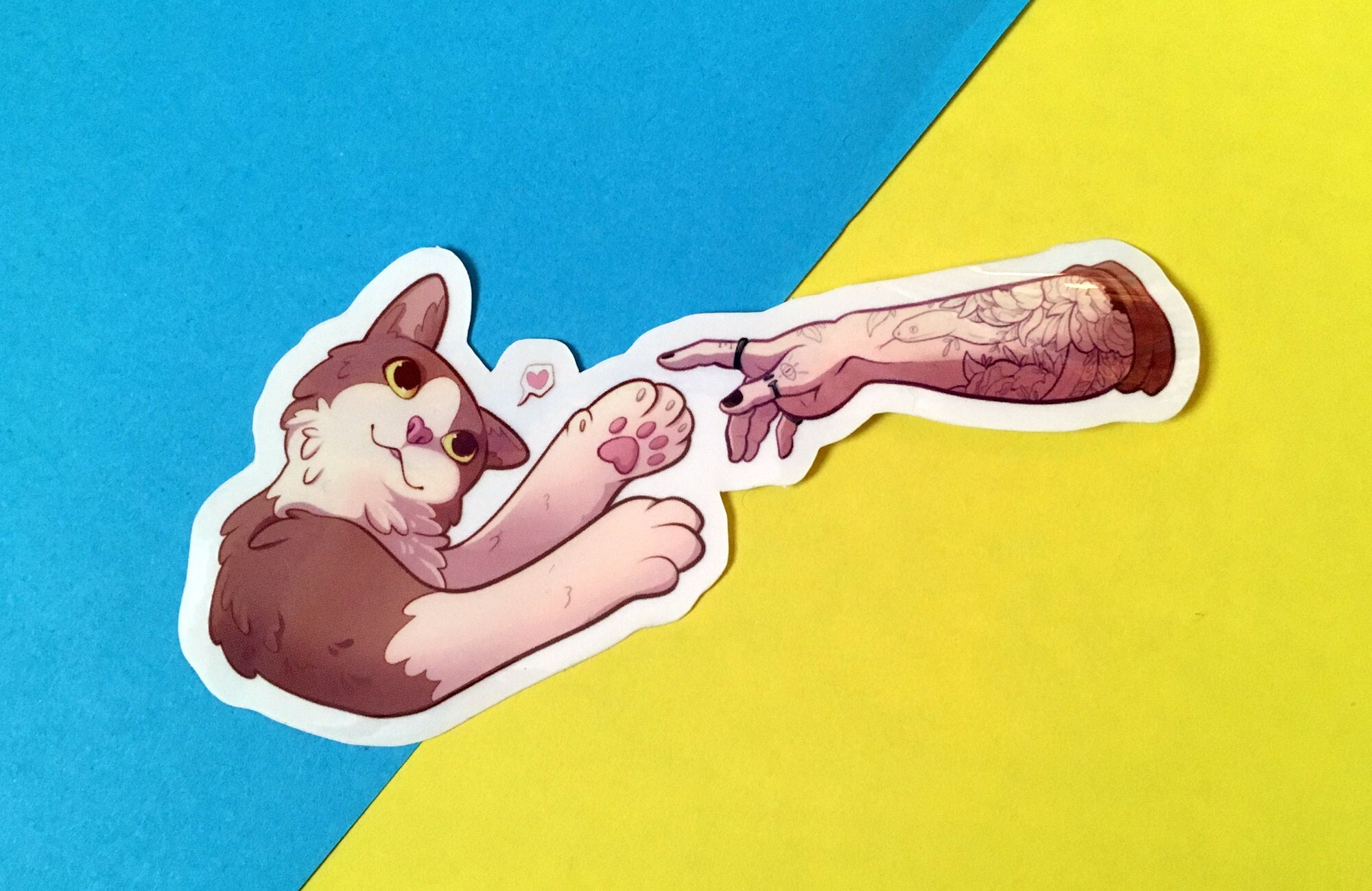 Michelangelo Cat Paw Adesivo Trasparente - Creazione di Adamo
