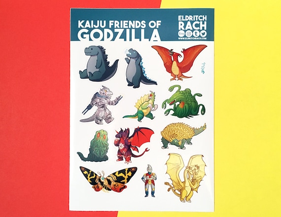 Kaiju Friends of Godzilla Sticker Sheet (A6) - Perfect for