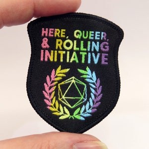 RPG Scouts: Here, Queer, & Rolling Initiative Woven Patch