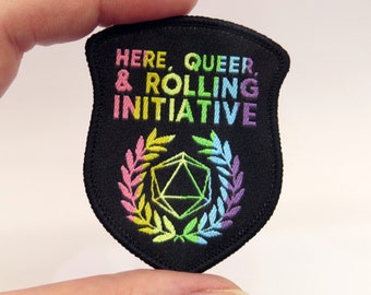 RPG Scouts: Here, Queer, & Rolling Initiative Woven Patch