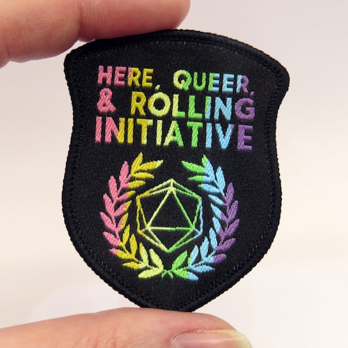 RPG Scouts: Here, Queer, & Rolling Initiative Woven Patch