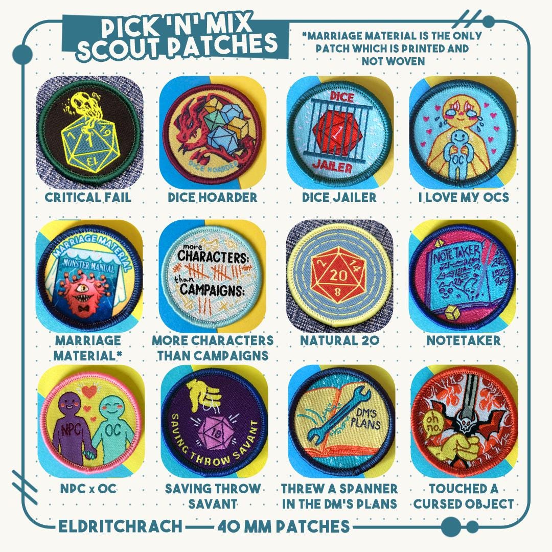 RPG Scouts: [4/8/12 Patches] Build Your Own Patch Bundle - Includes Classes