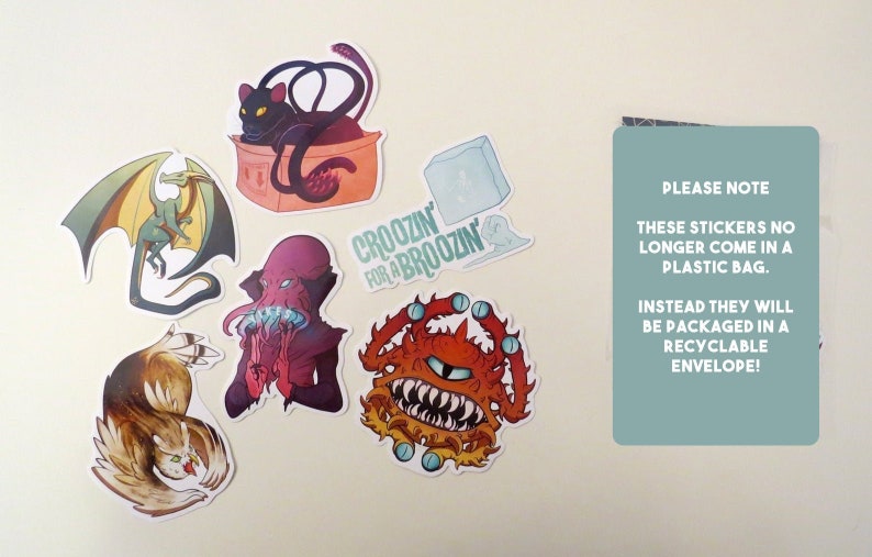 D&D / RPG Monsters Sticker Pack - Large 10cm Vinyl Stickers - Pack of 6 