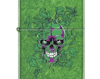 Green Hidden Skull Zippo Lighter