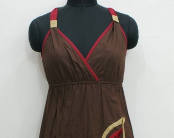Brown cotton short summer dress