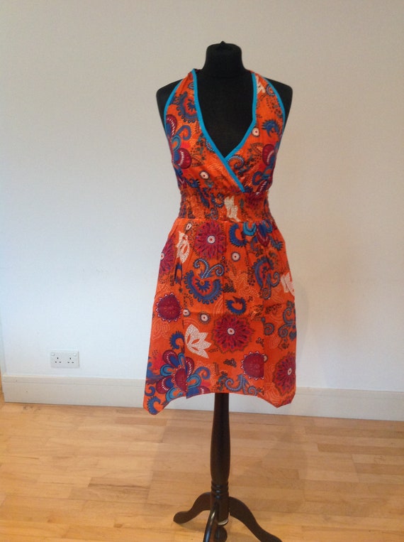 orange patterned dress