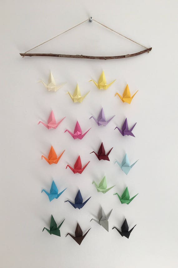 guirlande origami coeur Mobile guirlande origami suspension grues