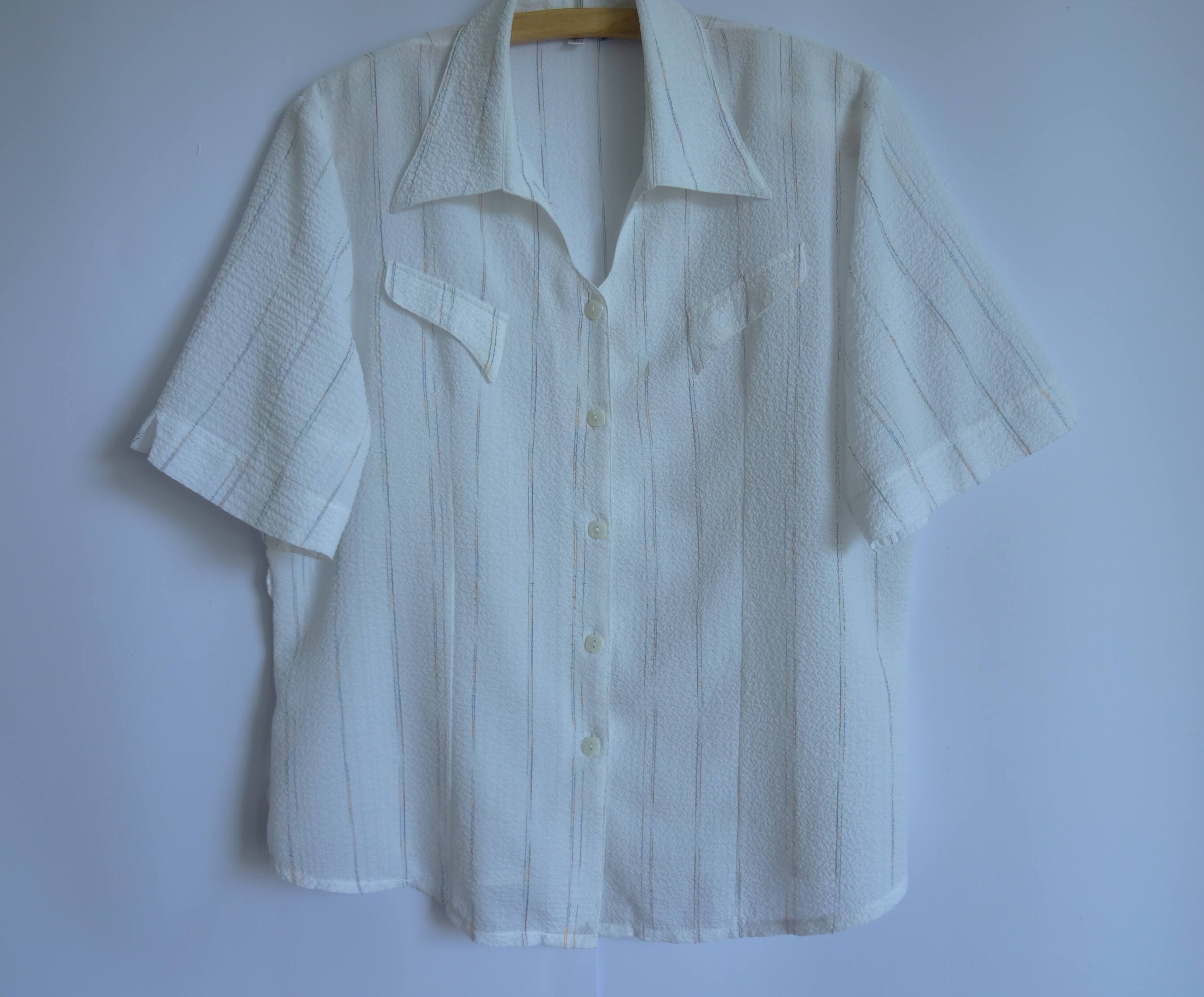 Summer Striped White Blouse / Fabric 