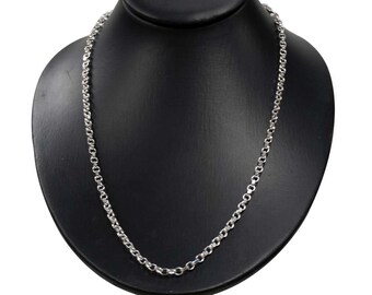 Collana In Argento Sterling 925 Con Catena Belcher Taglio Diamante: Larga 1,5mm, Semplice Ed Elegante