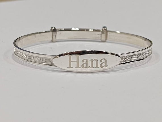925 Silver Naming Day Gift Engraved Personalised Christening Bangle Baby Present 