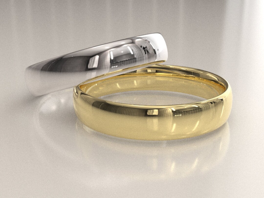 Plain Gold Wedding Ring, Court Ring, 4mm Comfort Fit, Solid 9ct Gold ...