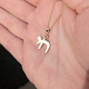 Chai Pendant | Jewish Chai Necklace, Solid Yellow Gold Hebrew Chain Necklace, 9k, 18k, Silver 925