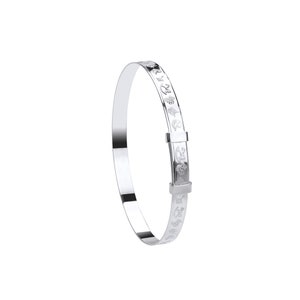 Baby Bangle Sterling Silver 925 Gifts for Christmas, Christenings, Baby Shower,Engraved baby horse pattern, Keep Sake ,Babies First Birthday