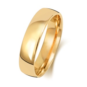 9ct Yellow Gold Wedding Band 2mm 3mm 4mm 5mm 6mm  9k Yellow Gold Court Wedding Band  Mens & Ladies, Yellow Gold Wedding Ring  Free Engraving