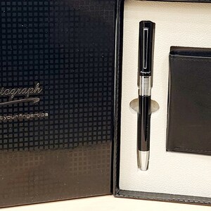 Autograph Masai ballpoint pen and a genuine leather wallet (with clasp). Personalized Pen & Wallet Gift Set