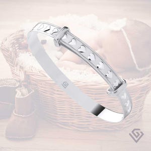 Bracelet jonc pour bébé en forme de coeur - Argent sterling 925 extensible, cadeau de baptême pour bébé