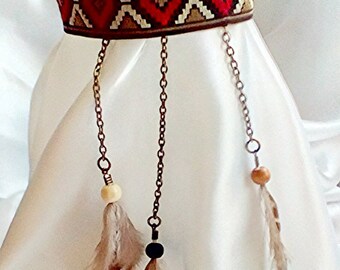 Tribal Boho feather arm band, festival arm jewellery, summer jewellery, Aztec real feather jewellery, festival armband, feather jewellery.