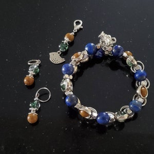 Back to Nature, Bracelet and stitch markers for counting stitches and rows, semi-precious fine stones, tens and units image 1
