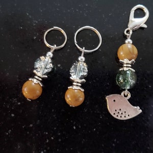 Back to Nature, Bracelet and stitch markers for counting stitches and rows, semi-precious fine stones, tens and units image 9