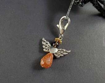 Guardian Angel charm with faceted Astralite, for bag jewelry, key ring, decoration for pencil case, sweet attention for teacher