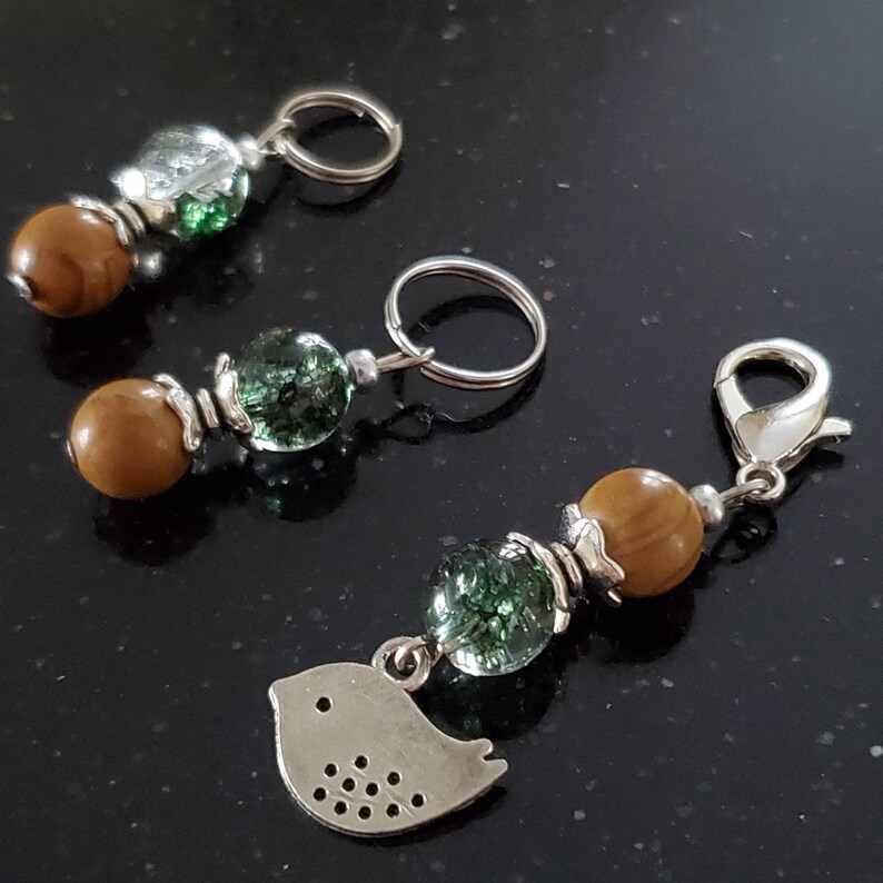 Back to Nature, Bracelet and stitch markers for counting stitches and rows, semi-precious fine stones, tens and units image 4