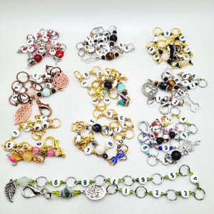 Row counter chain, fine stones, knitting, 7mm or 9mm knitting needles.