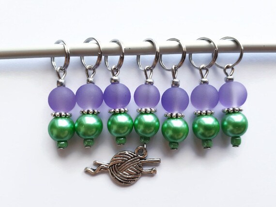 Lilac Stitch Markers, Fancy Stitch Markers, Knitting Rings,  Knitting/crochet Jewelry, Stitch Counter, Row Counter. 