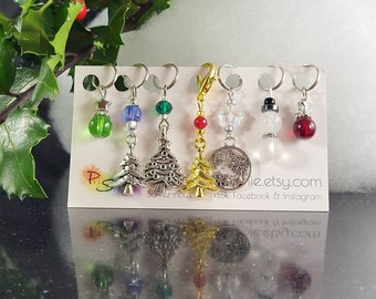 Stitch markers for Christmas decorations, Christmas trees, snowman, Christmas balls, knitting or crochet accessories