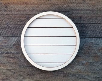 Shiplap Circle with Frame: Unfinished MDF - Farmhouse Decor