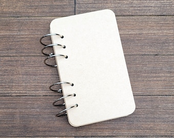 DIY A6 MDF Journal Binder Cover 7.75" X 4.75" - with 6 Metal Rings